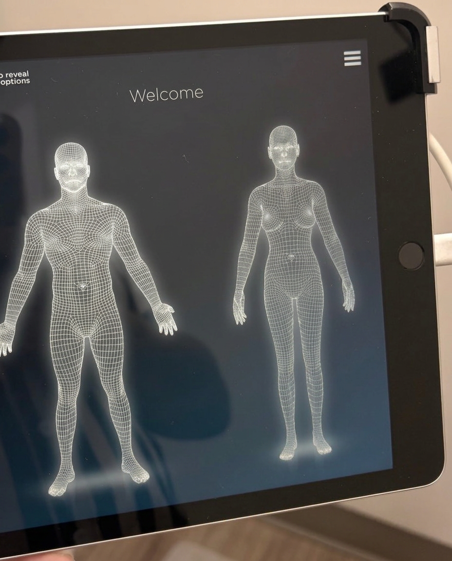 3D limb scans displayed on the scanning tablet
